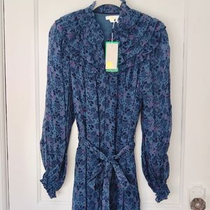 Boden Ruffle Yoke Midi Shirt Dress